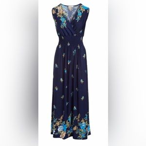 Navy floral sleeveless maxidress